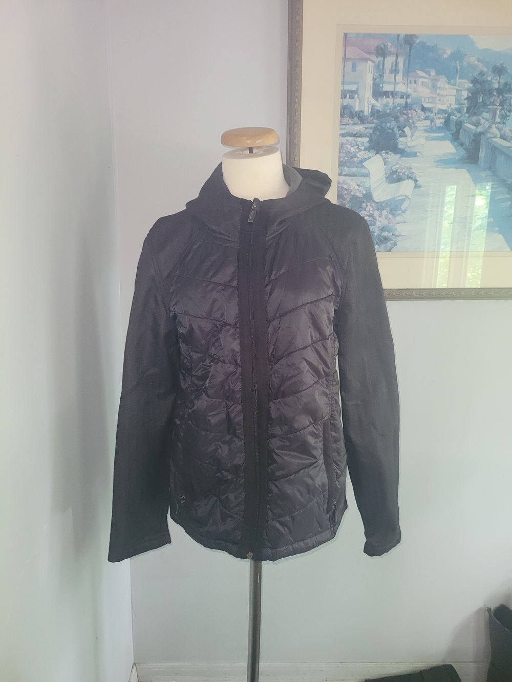 Women's Black Quilted Hooded Puffer Jacket